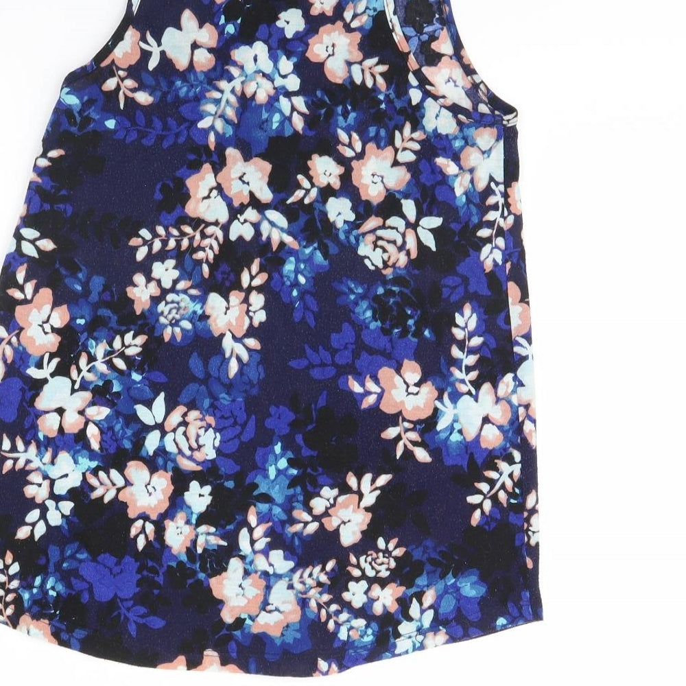 Atmosphere Womens Blue Floral Basic Tank Size 6