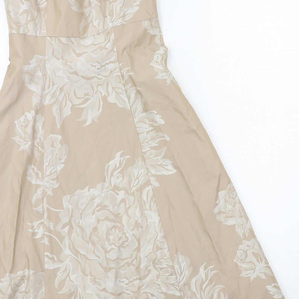 Debut Womens Brown Floral Ball Gown Size 8