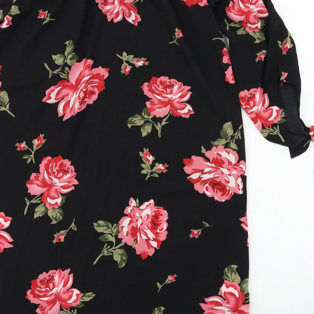 Cameo Rose Womens Black Floral A-Line Size 10