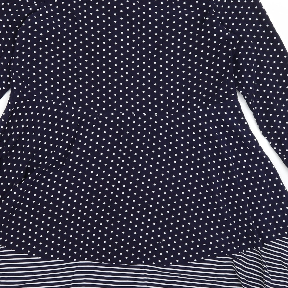 Warehouse Womens Blue Polka Dot A-Line Size 6