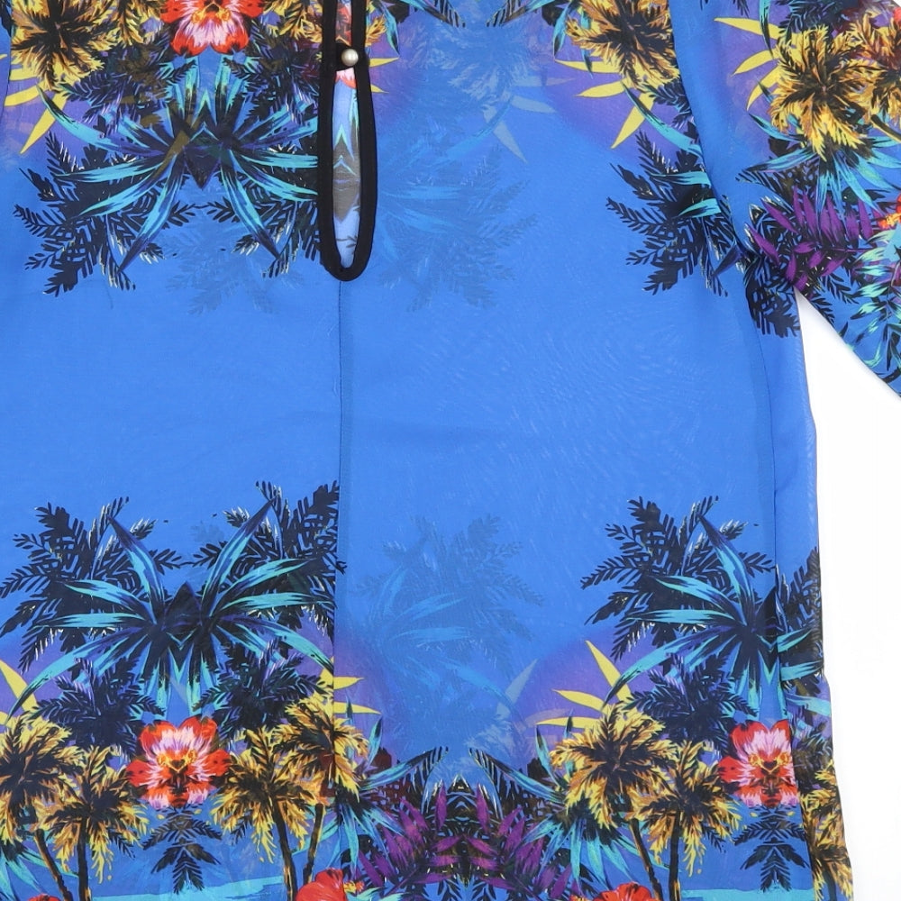 Atmosphere Womens Blue Floral Basic Blouse Size 10