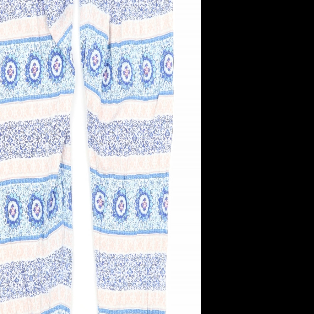 Tu Womens Blue Paisley Capri Trousers Size 8 L26 in