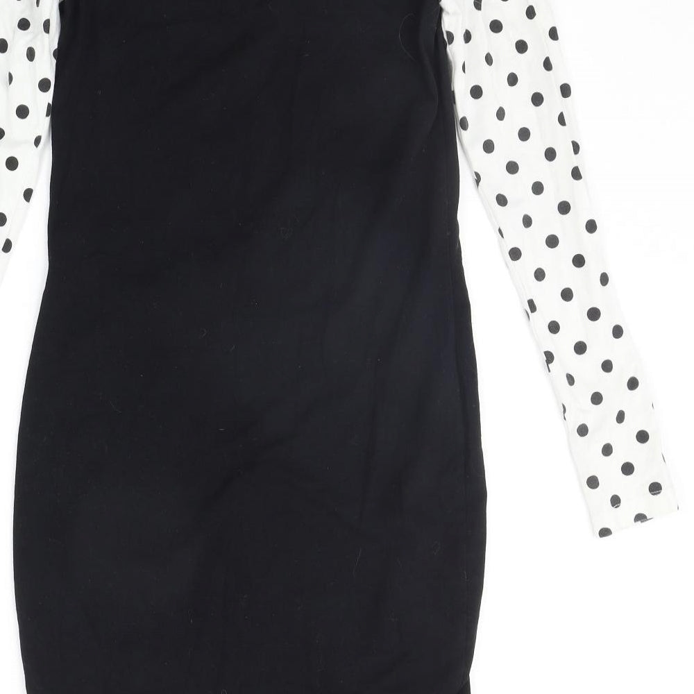 ASOS Womens Black Polka Dot A-Line Size 10
