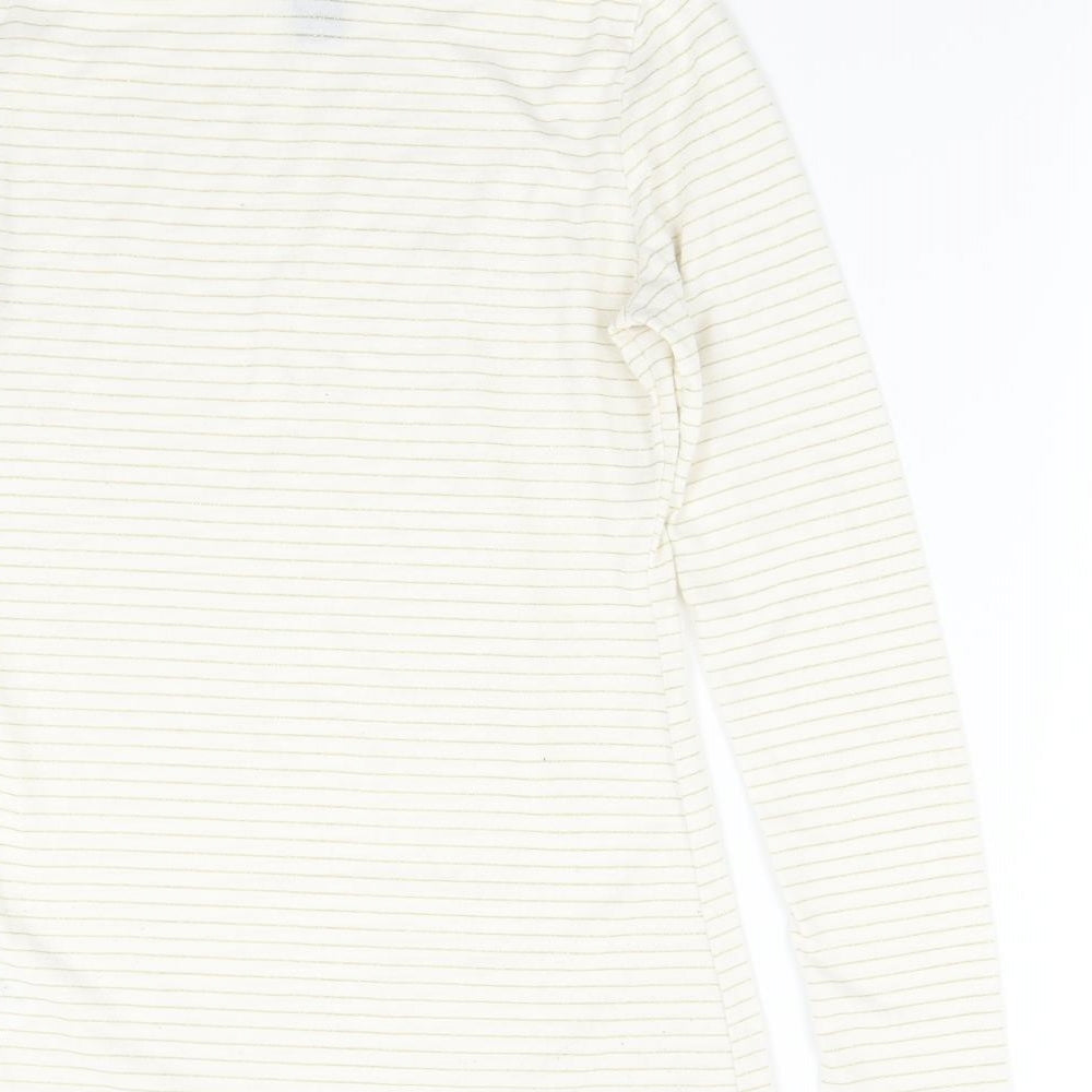 H&M Womens Beige Striped Basic T-Shirt Size S