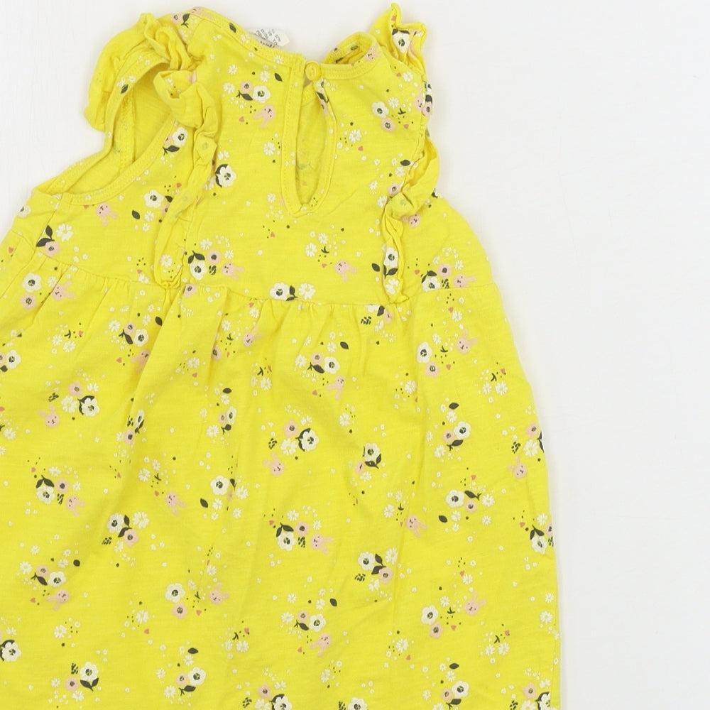 H&M Girls Yellow Floral A-Line Size 12-18 Months