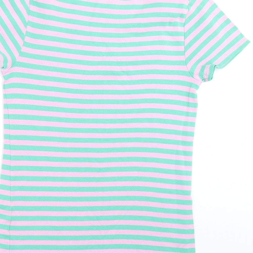 NEXT Womens Green Striped Basic T-Shirt Size 10