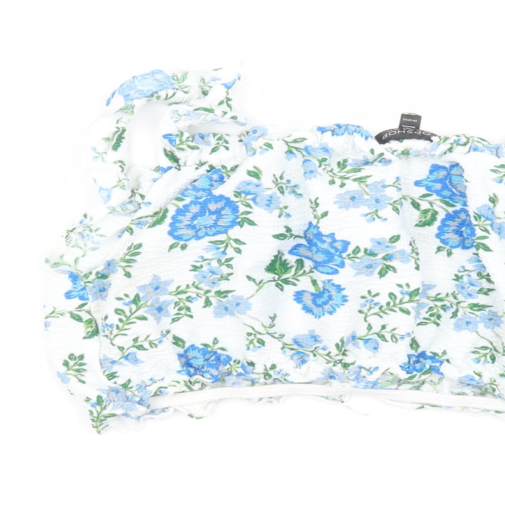 Topshop Womens White Floral Basic Blouse Size 12
