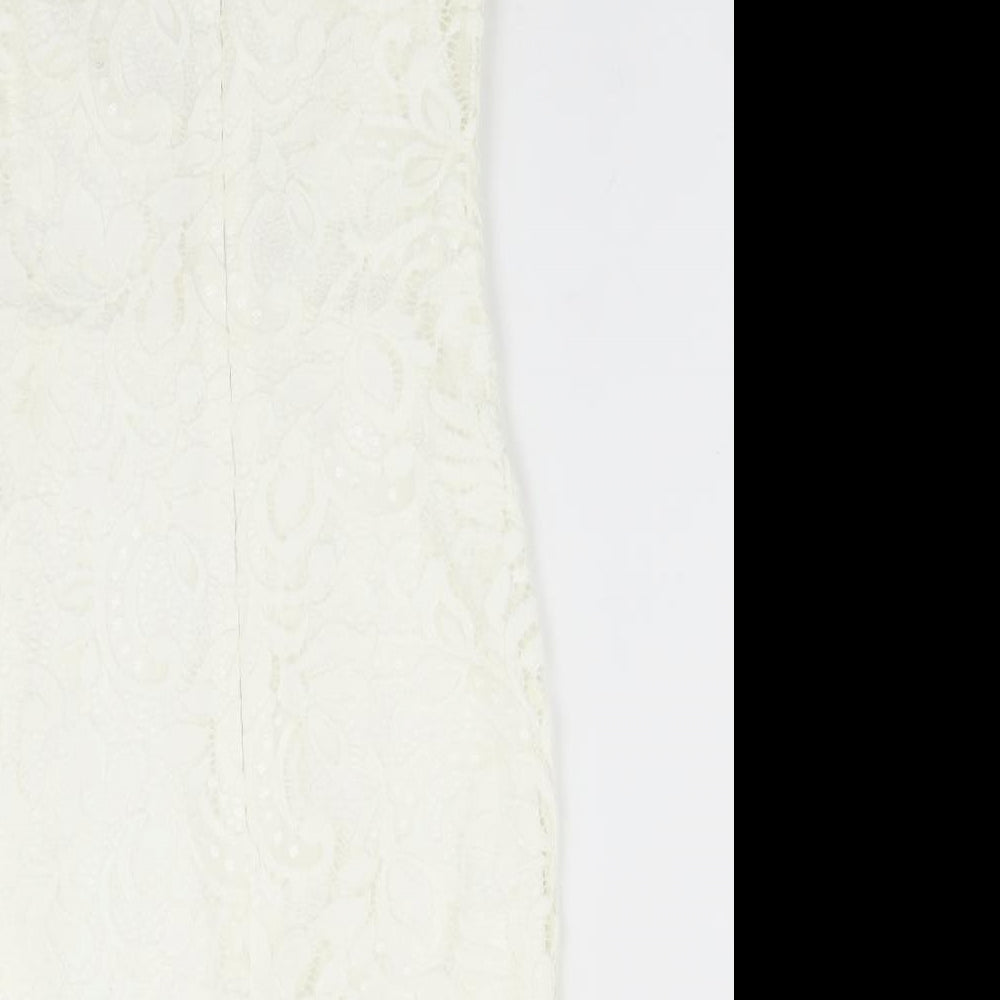 Topshop Womens White Floral Bodycon Size 8