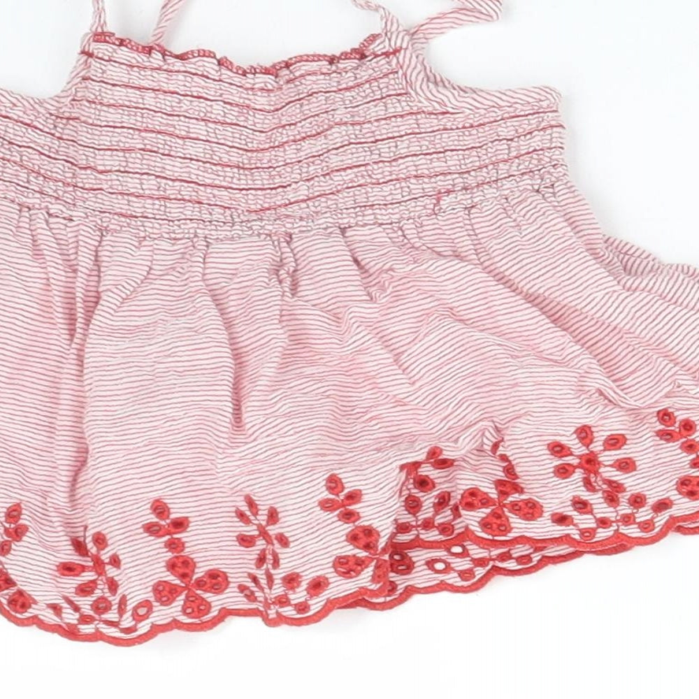 Primark Girls Red Striped Basic T-Shirt Size 9-12 Months