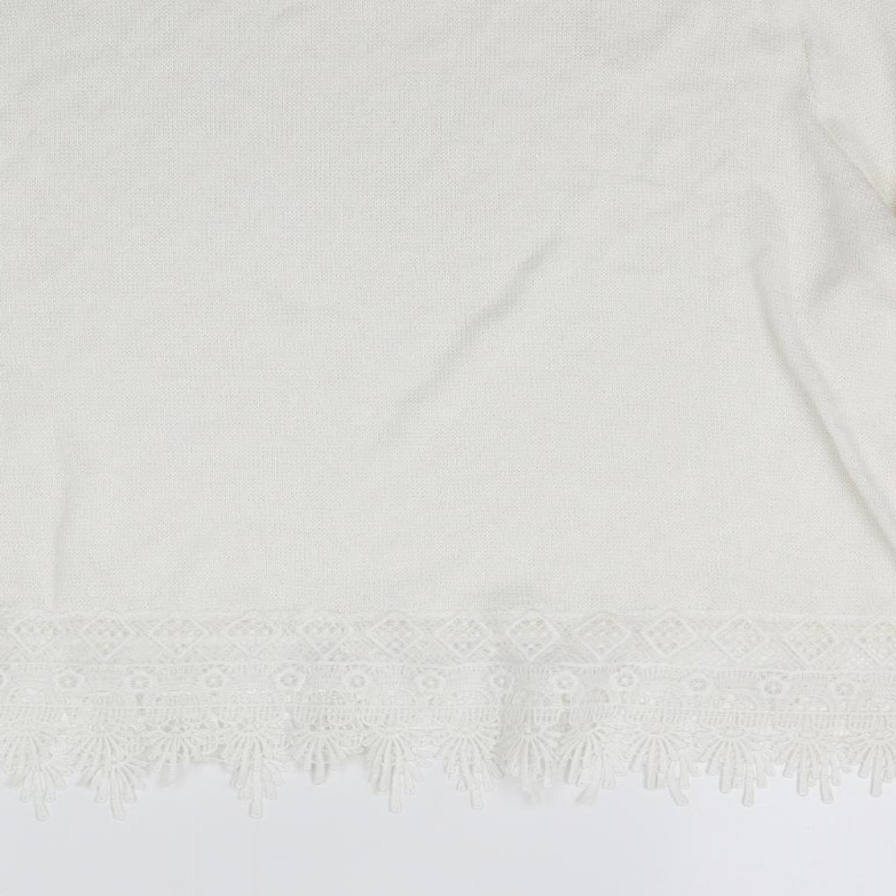 H&M Womens White Knit Pullover Jumper Size L - Thin material