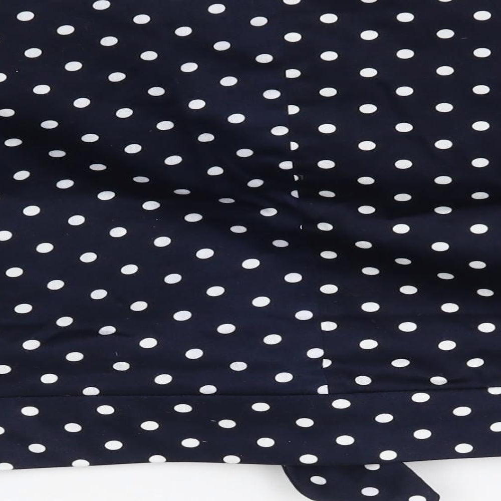 Preworn Womens Blue Polka Dot Cropped Blouse Size L - Tie front