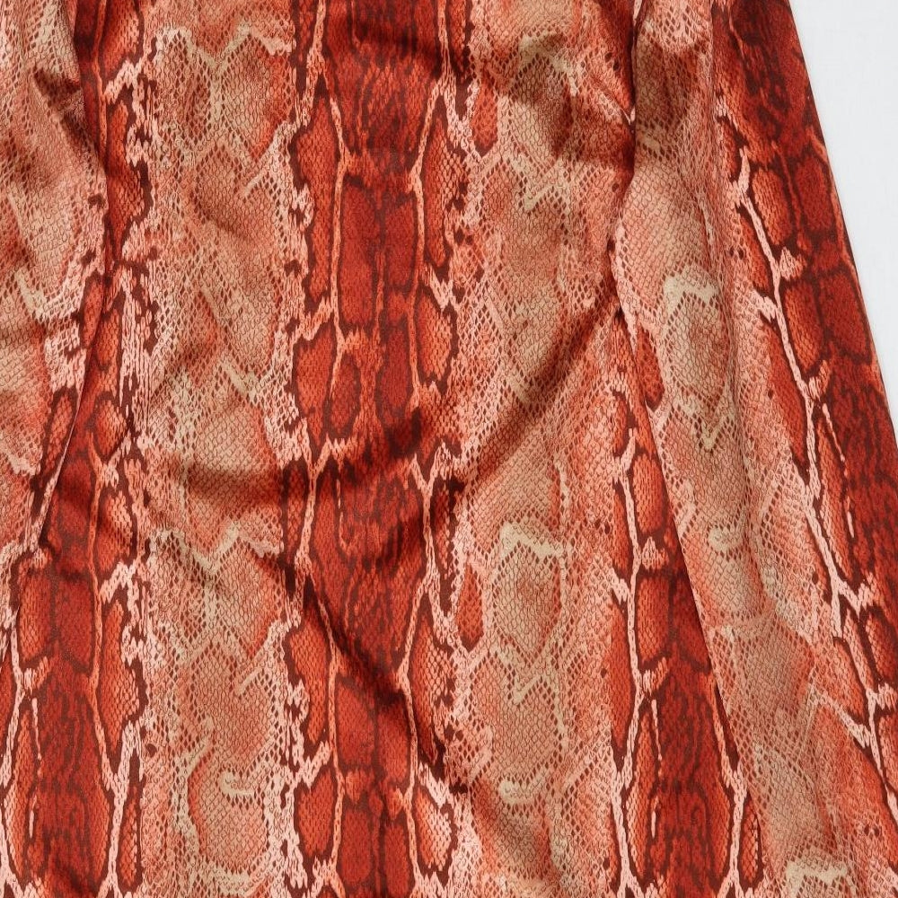 Preworn Womens Orange Animal Print Mini Size M - Snake print
