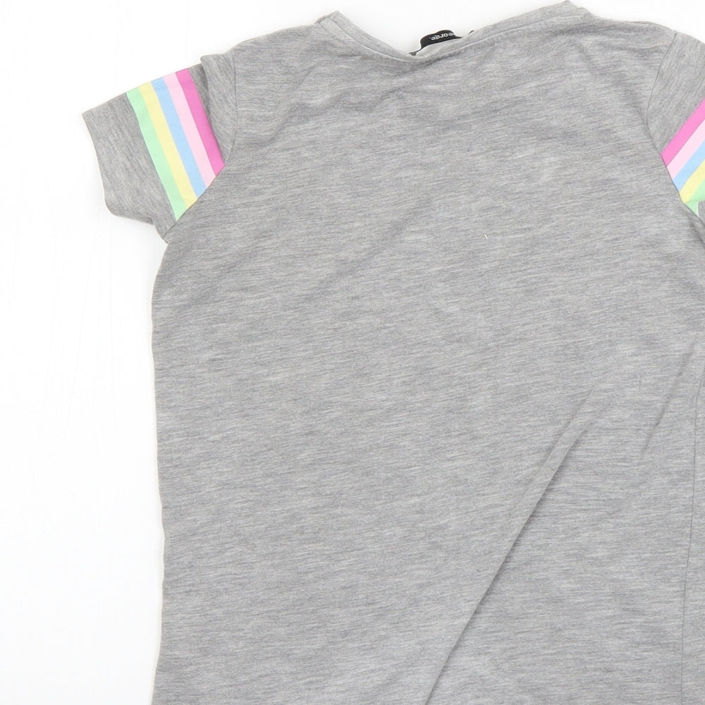George Girls Grey Basic T-Shirt Size 8-9 Years
