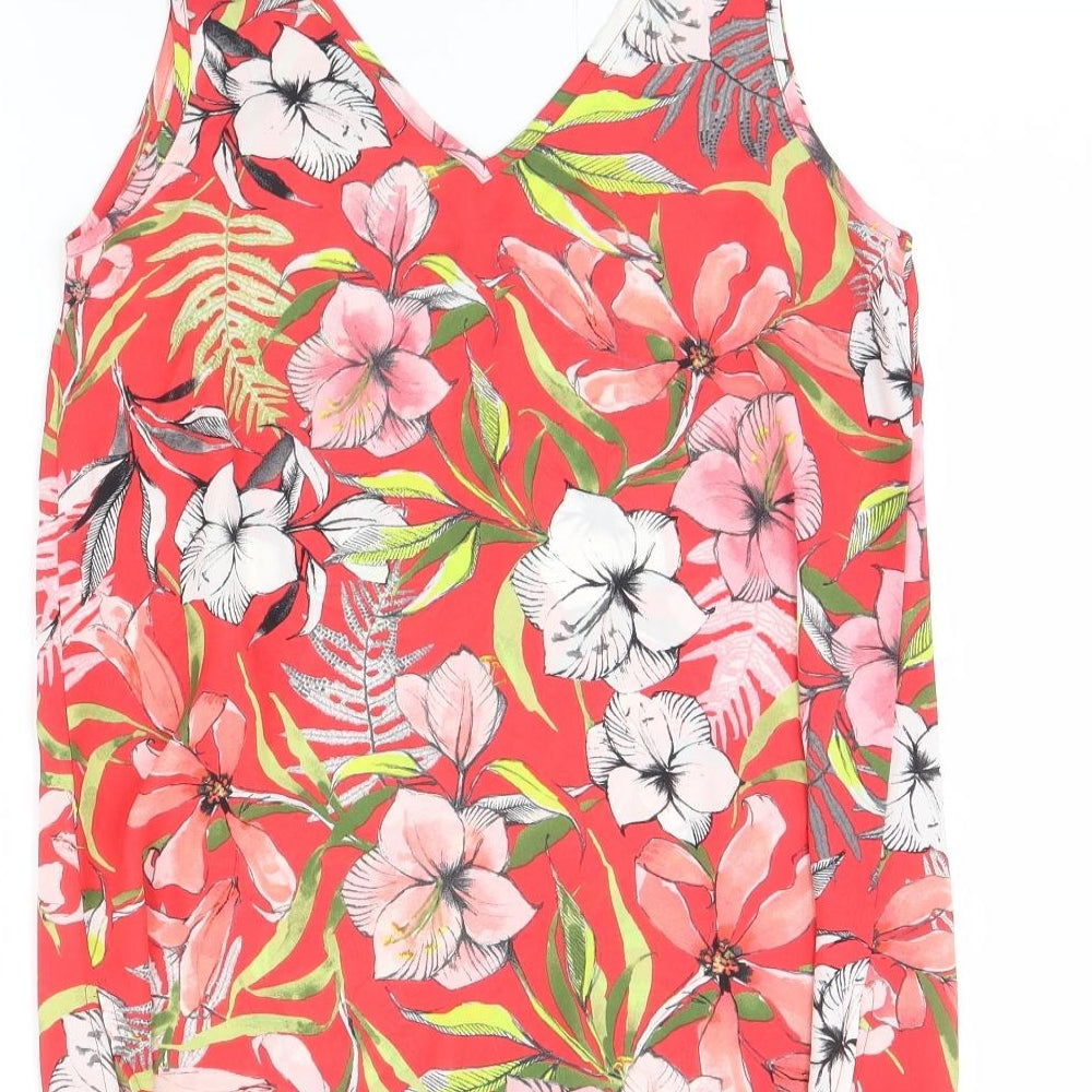 Wallis Womens Red Floral Basic Tank Size 10