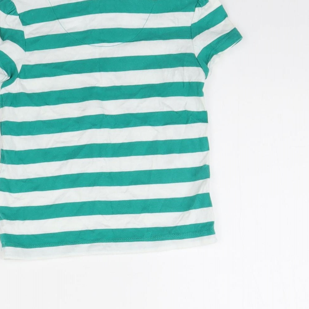 TU Girls Green Striped Basic T-Shirt Size 2 Years