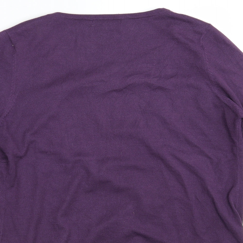 Klass Womens Purple Floral Pullover Jumper Size L
