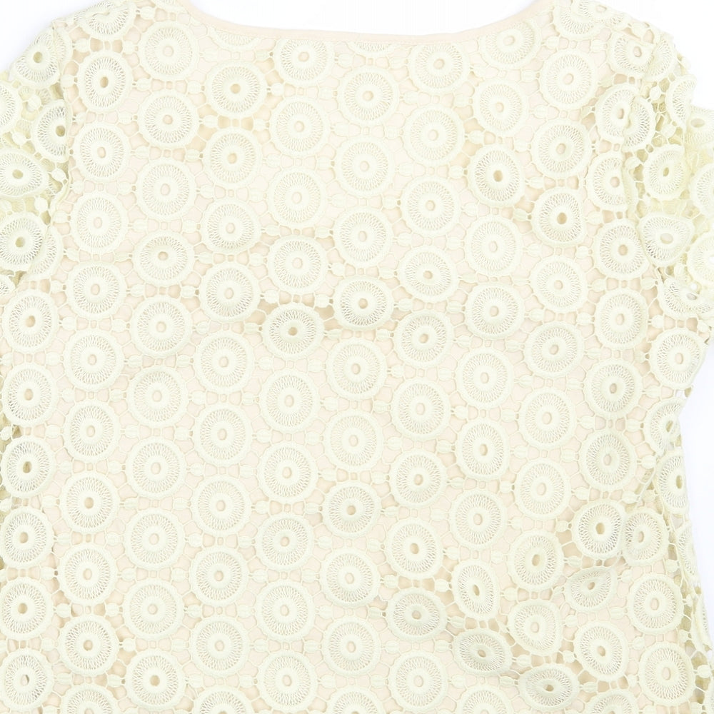 Preworn Womens Yellow Floral Basic T-Shirt One Size