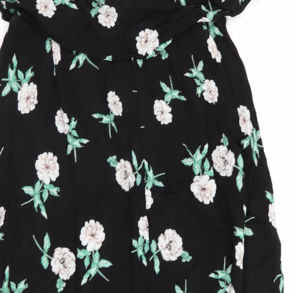 Dorothy Perkins Womens Black Floral Basic Blouse Size 14