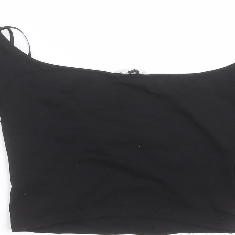 New Look Womens Black Cropped T-Shirt Size 8