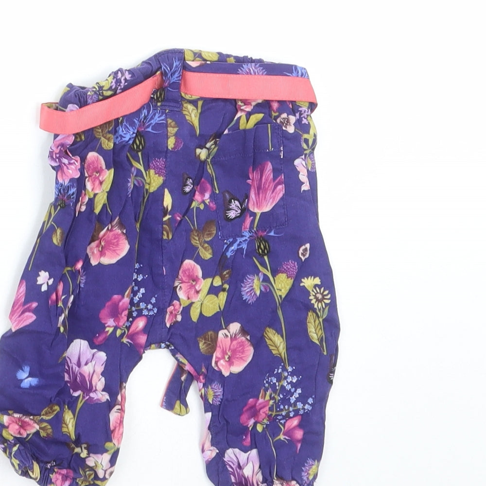 Marks & Spencer Girls Blue Floral Trousers Size 0-3 Months