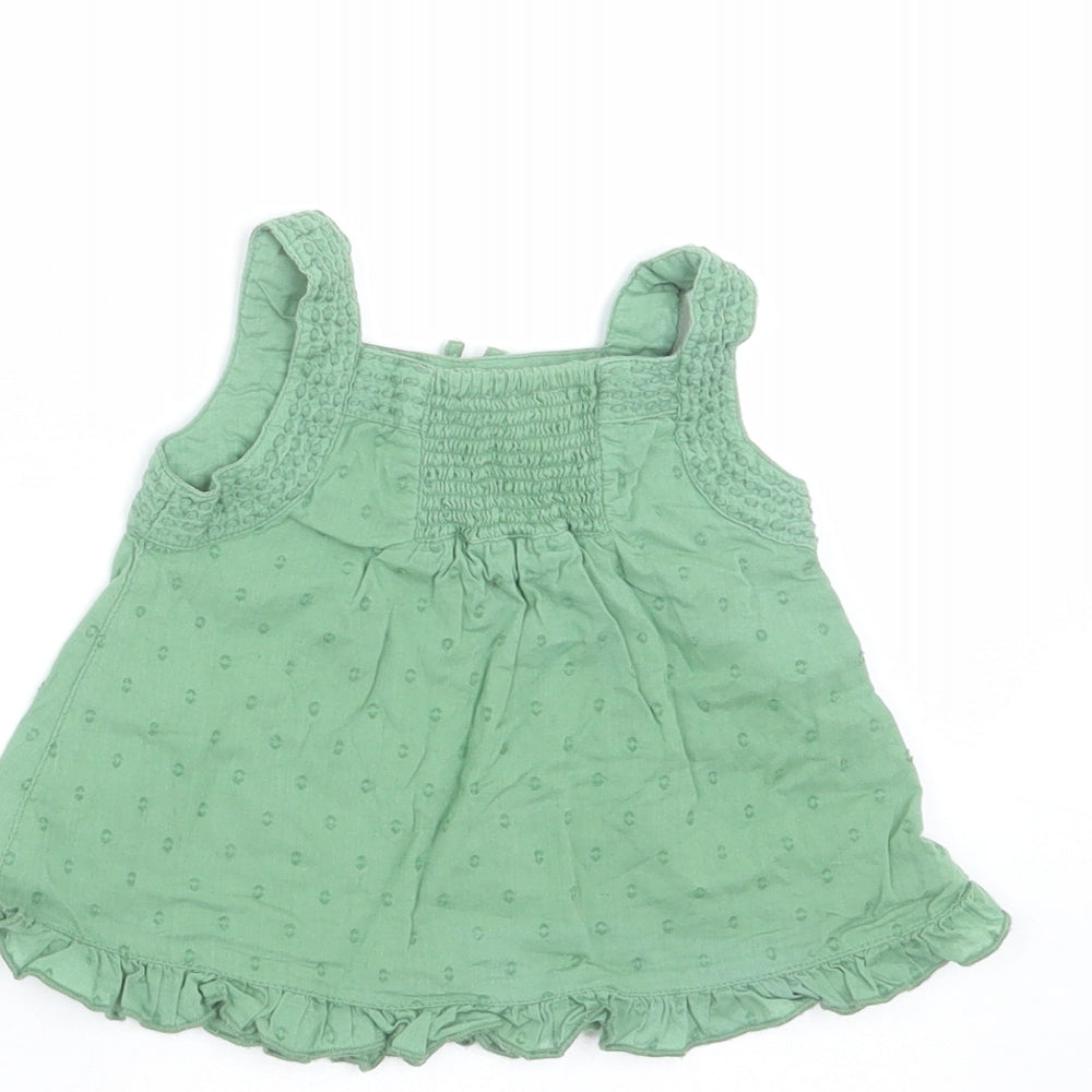 Monsoon Girls Green Geometric Basic Blouse Size 3-6 Months