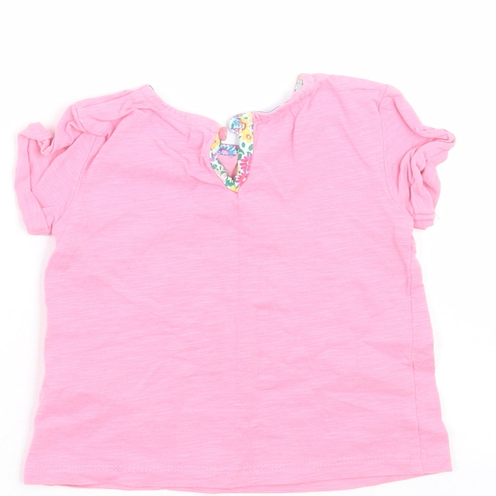 NEXT Girls Pink Basic T-Shirt Size 3-6 Months - Floral Pocket Pattern
