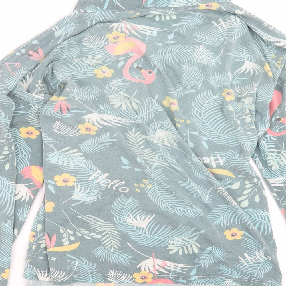 SHEIN Womens Gold Floral Wrap Blouse Size S - Tropical print