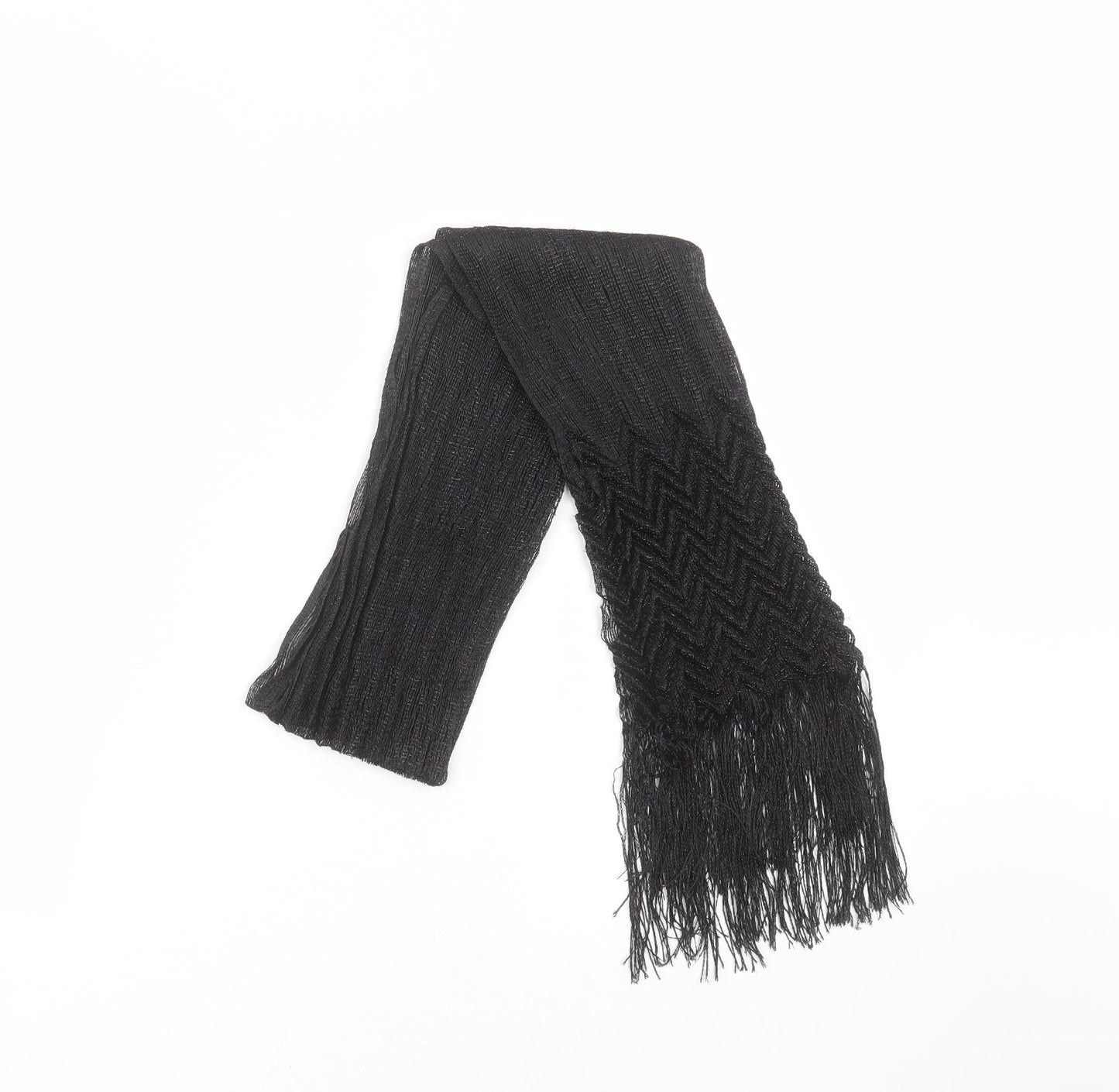 Preworn Womens Black Geometric Scarf