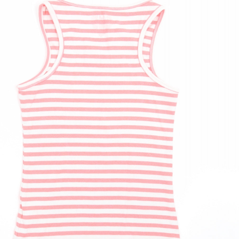 NEXT Girls Pink Striped Basic Tank Size 12 Years