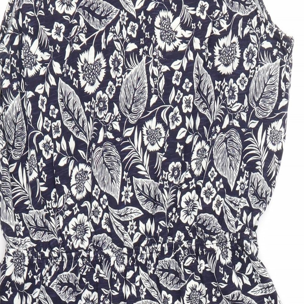 H&M Womens Blue Floral A-Line Size M