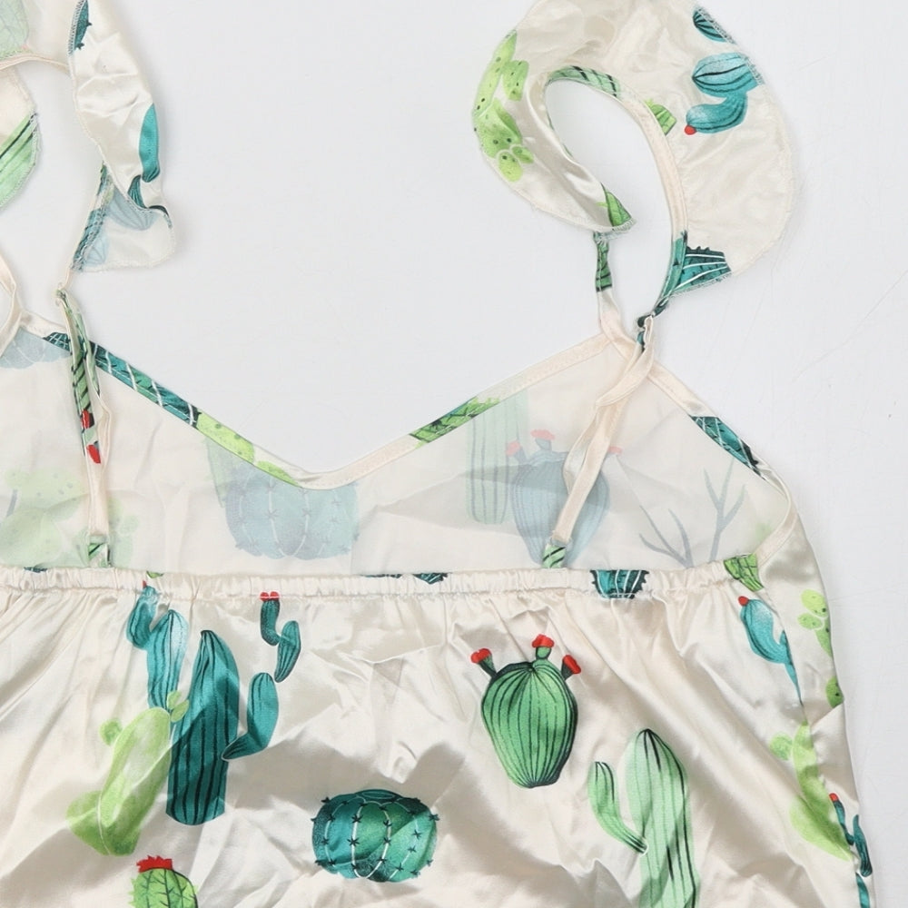 Nasty Gal Womens White Floral Satin Cropped Tank Size 10 - Cactus