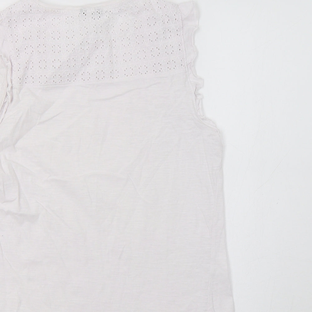 M&Co Womens White Basic T-Shirt Size 10