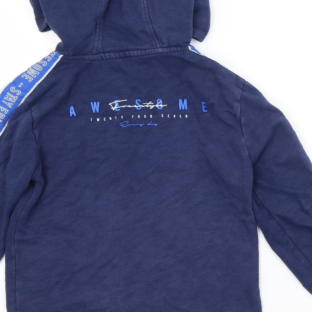 George Boys Blue Herringbone Full Zip Hoodie Size 10-11 Years