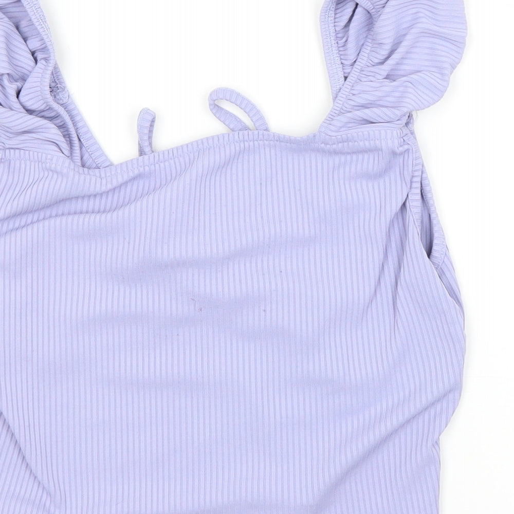 Preworn Womens Purple Cropped Blouse Size L