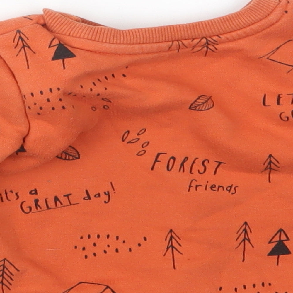 Primark Boys Orange Geometric Pullover Jumper Size 9-12 Months