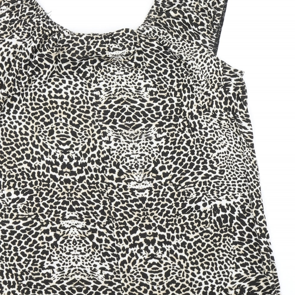 Peacocks Womens Brown Animal Print Basic T-Shirt Size 14