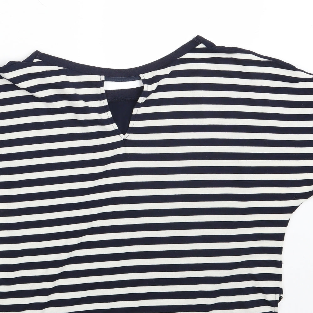 Oasis Womens Blue Striped Basic T-Shirt Size S