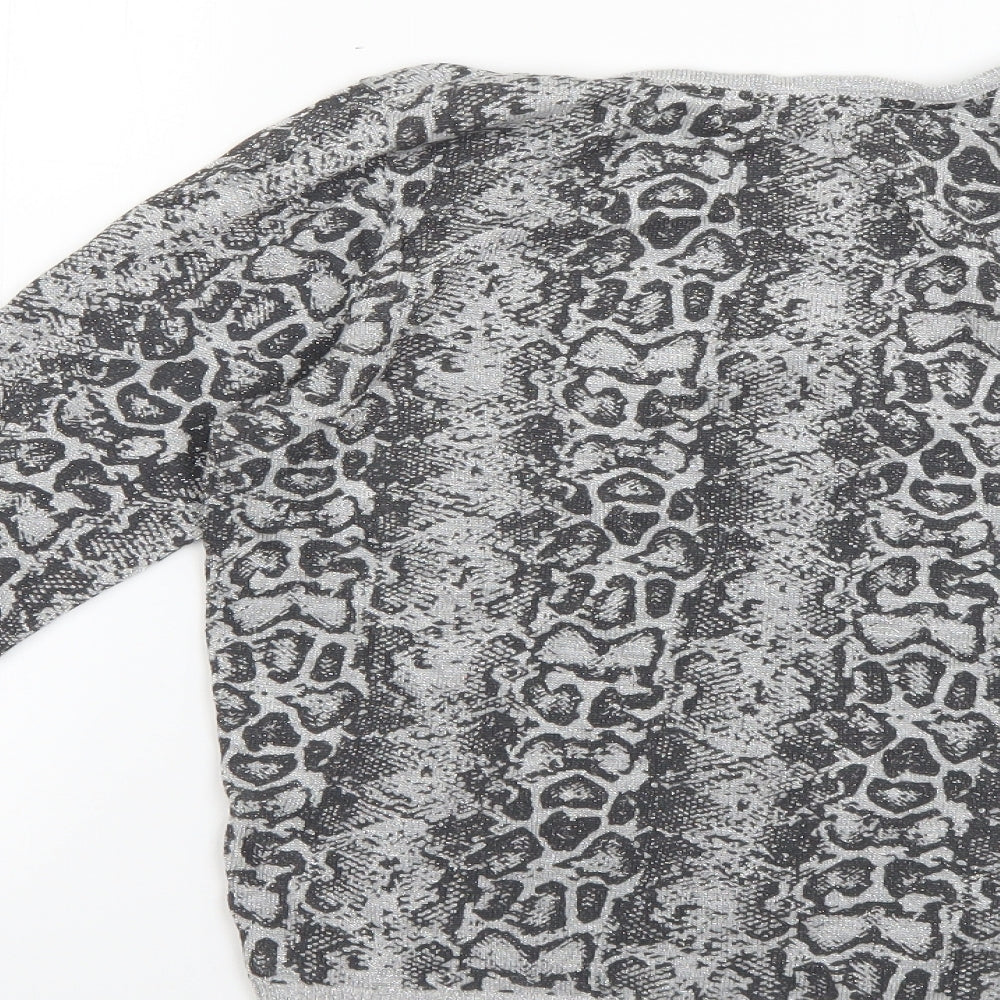 limited collection Womens Silver Animal Print Pullover Jumper Size 10