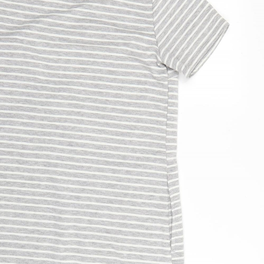 cool Womens Grey Striped T-Shirt Dress Size M