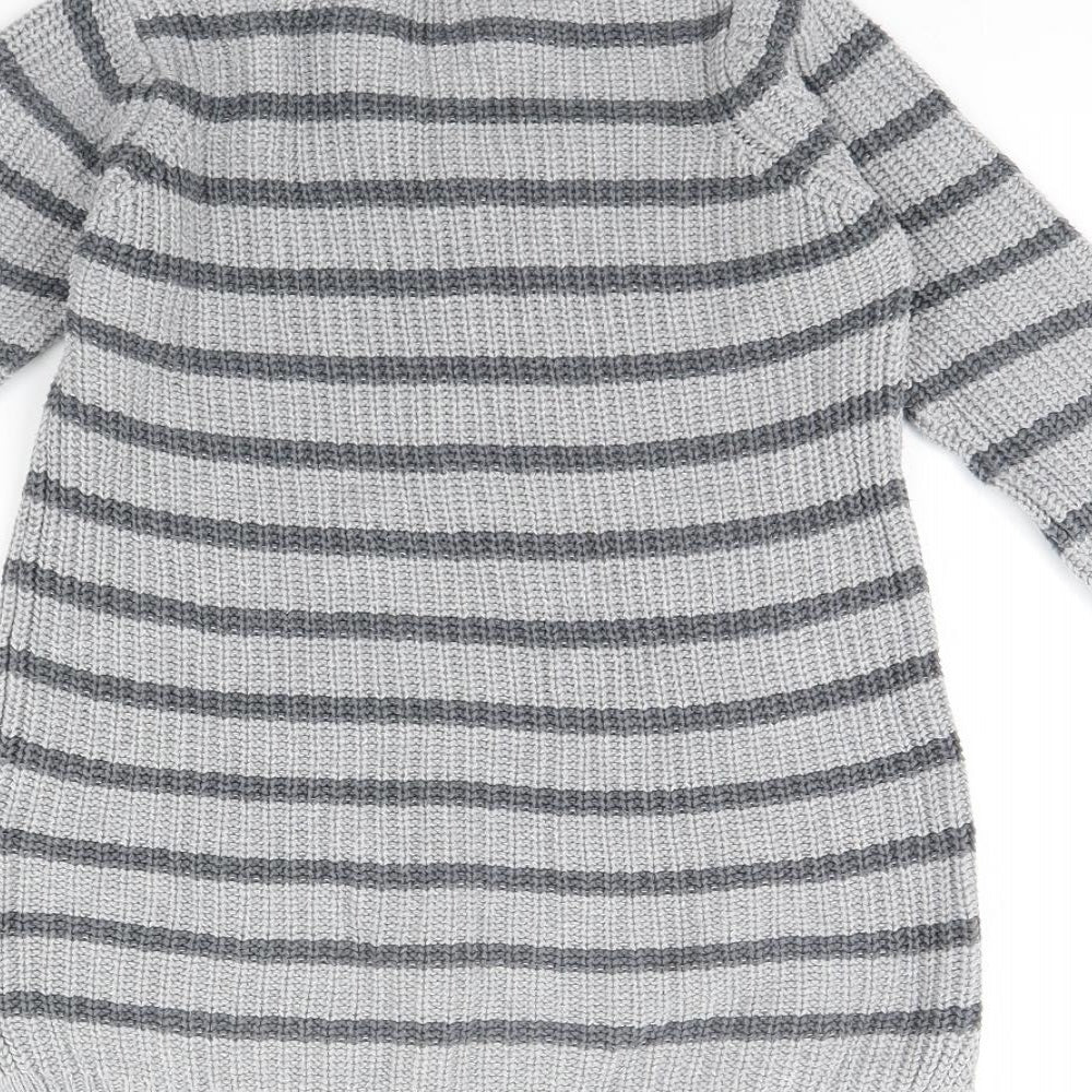 NEXT Girls Grey Striped Pullover Jumper Size 5 Years