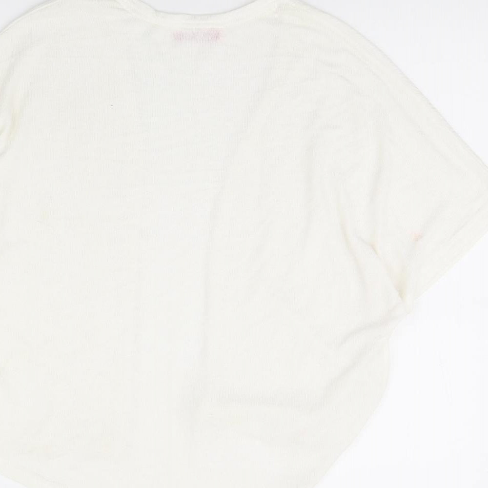 YD Girls White Cardigan Jumper Size 9 Years