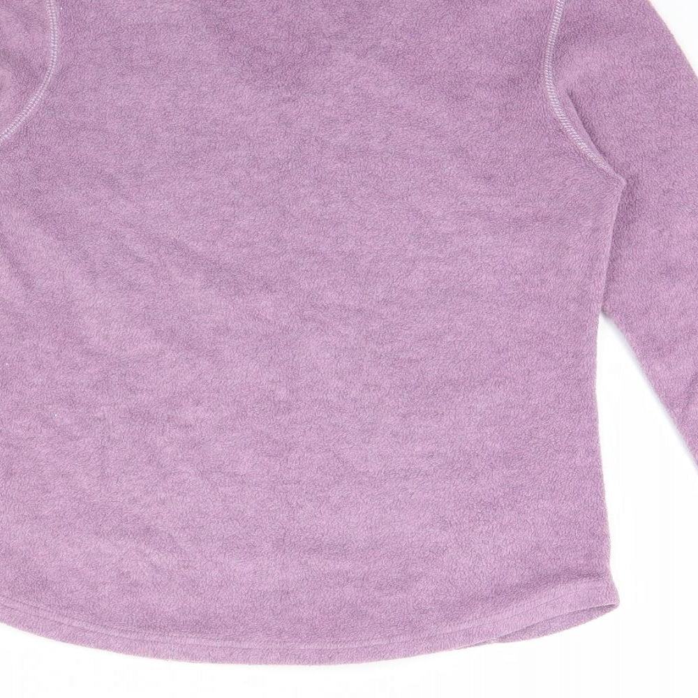 M&Co Womens Purple Fleece Basic Blouse Size S