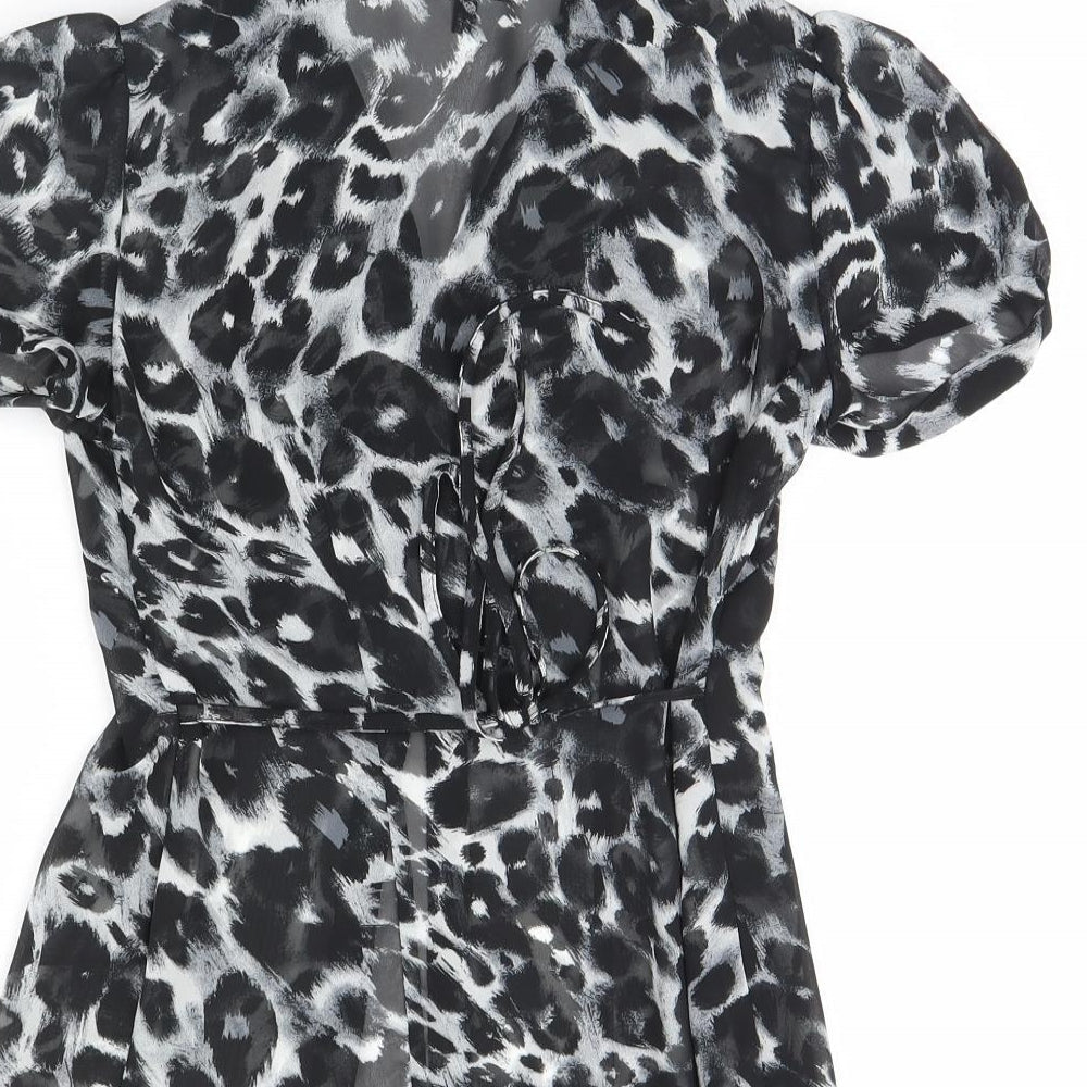 Debenhams Womens Blue Animal Print Basic Button-Up Size 6