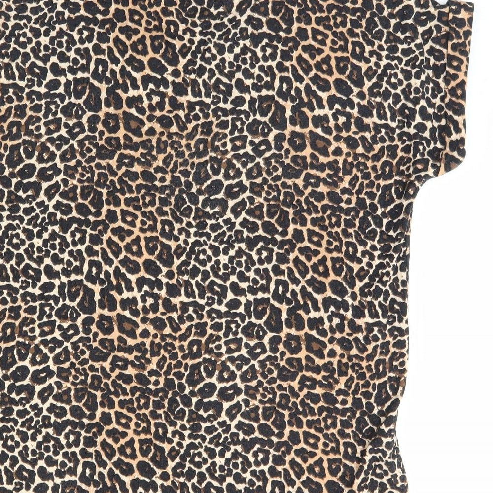 Only Womens Brown Animal Print Basic Blouse Size 10