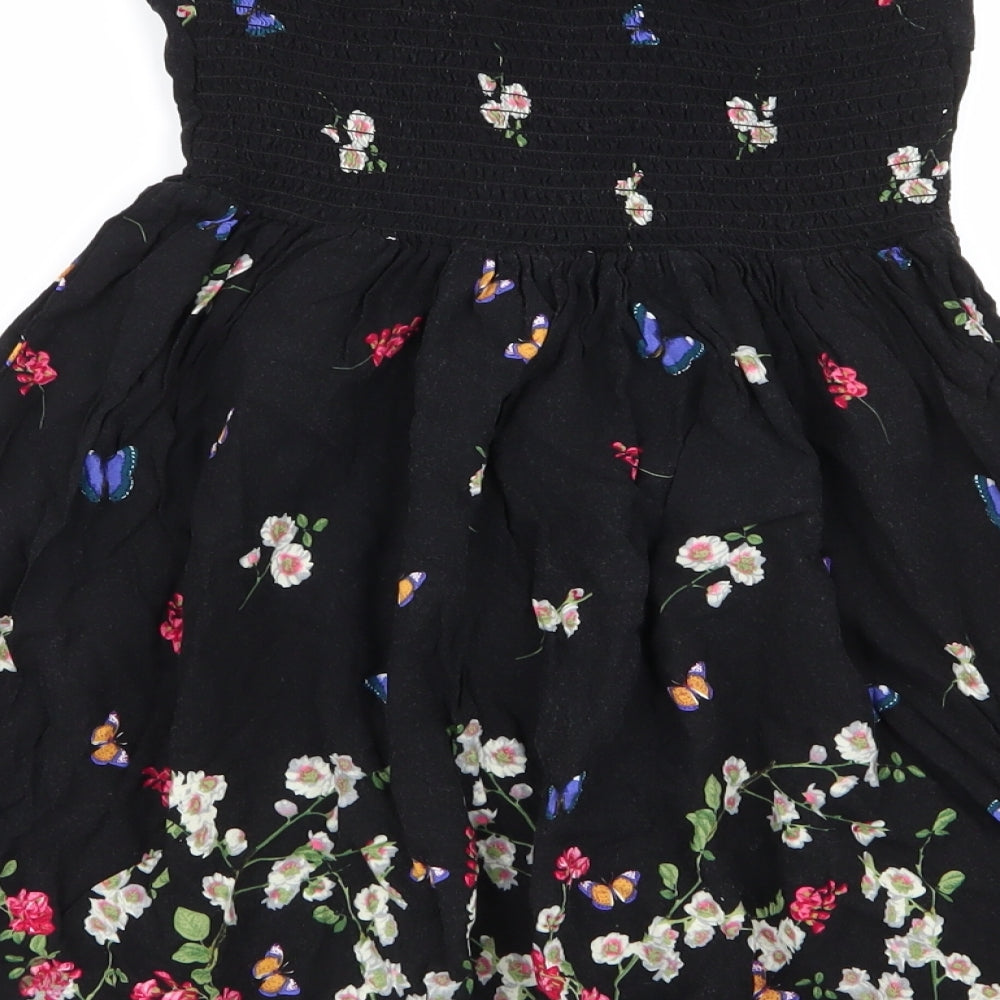 Primark Womens Black Floral Fit & Flare Size 8