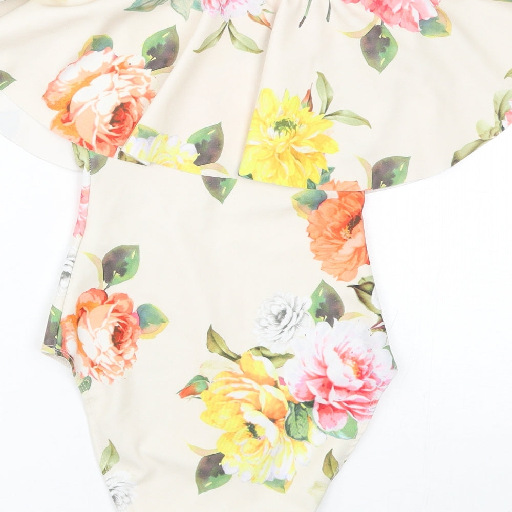 New Look Womens Beige Floral Catsuit One-Piece Size 8