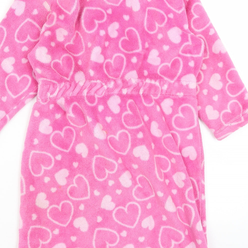 Primark Girls Pink Solid Kimono Gown Size 5-6 Years - Hearts