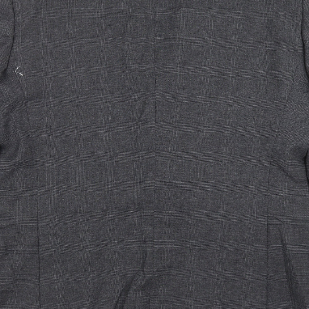 Blazer Mens Grey Check Jacket Suit Jacket Size 40