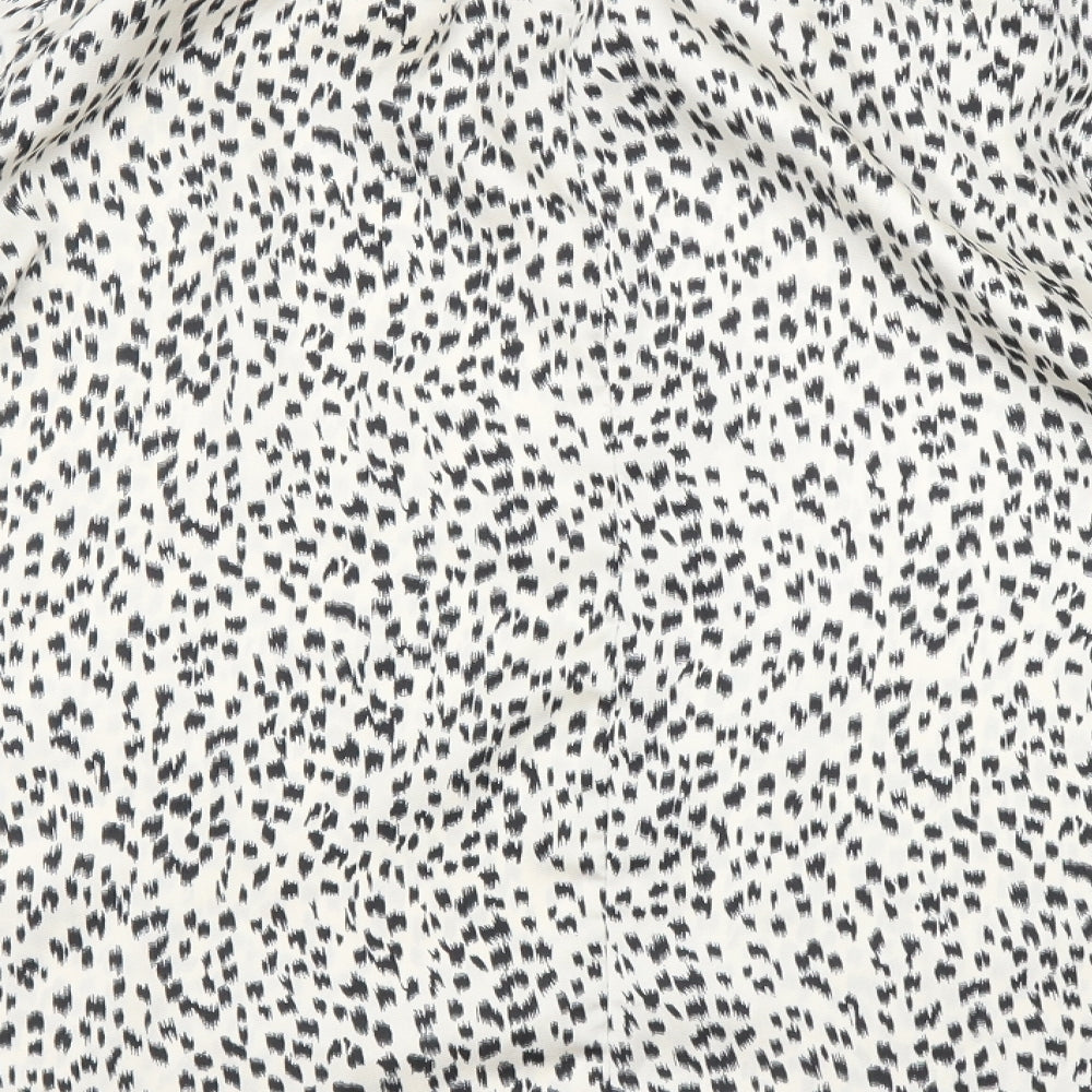 AX Womens Beige Animal Print Basic Blouse Size 14 - Leopard print