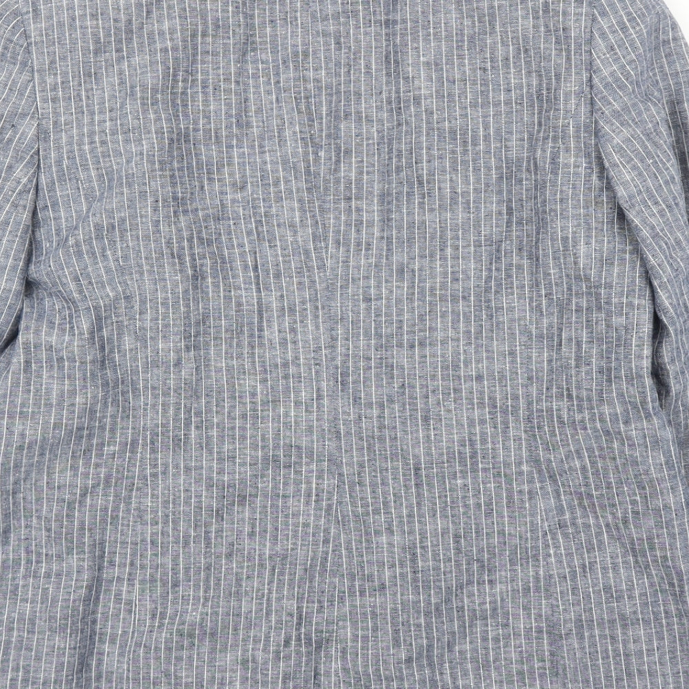 Bonmarché Womens Blue Striped Jacket Blazer Size 12